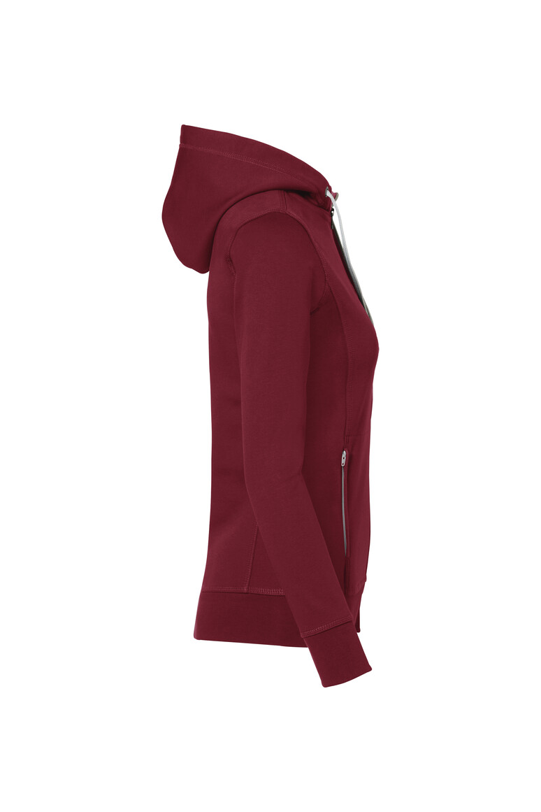 HAKRO 255 Damen Kapuzenjacke Bonded ECO in weinrot/silber, Größe 3XL