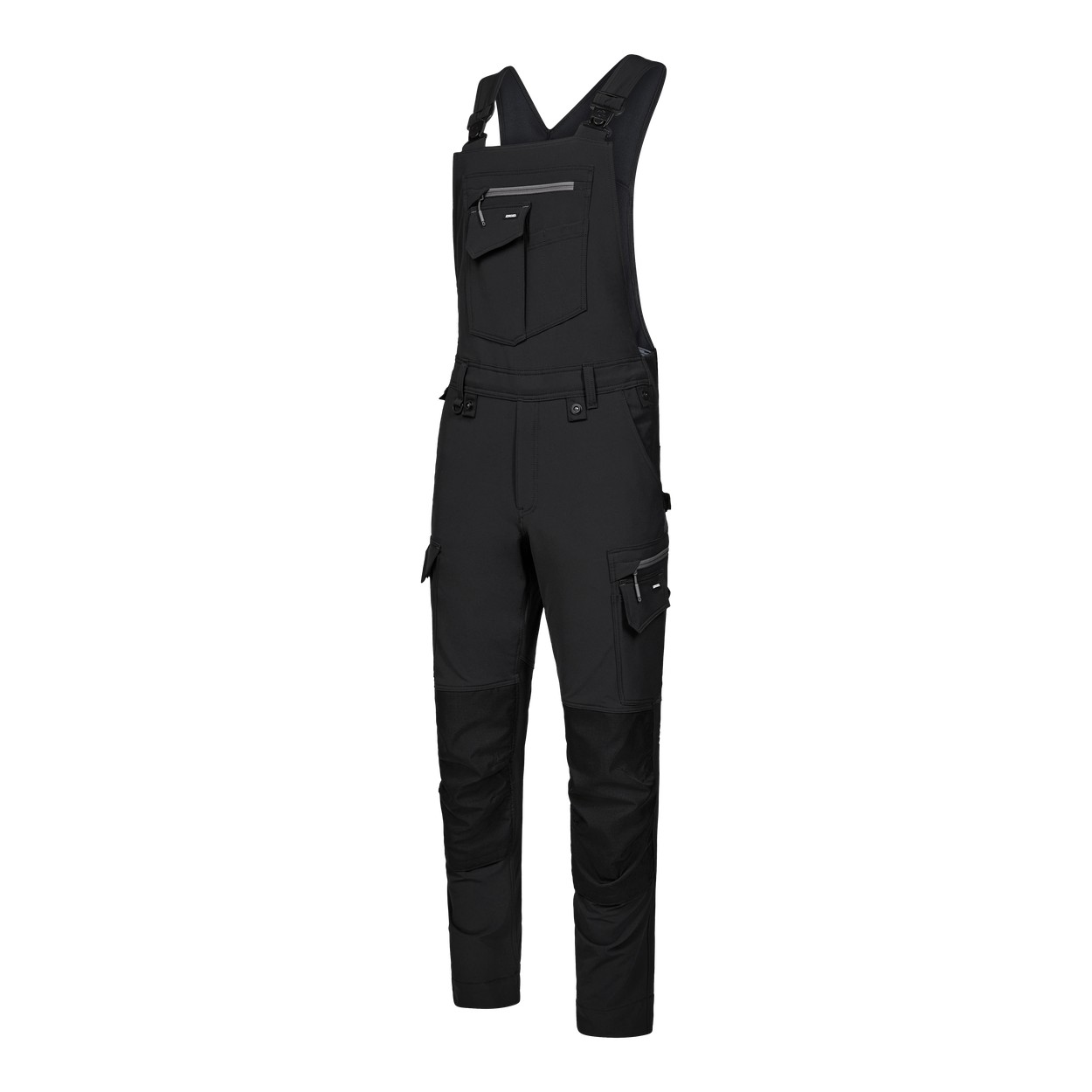 ENGEL Entire Latzhose mit 4-Wege-Stretch in Schwarz/Anthrazit Grau, Größe 26