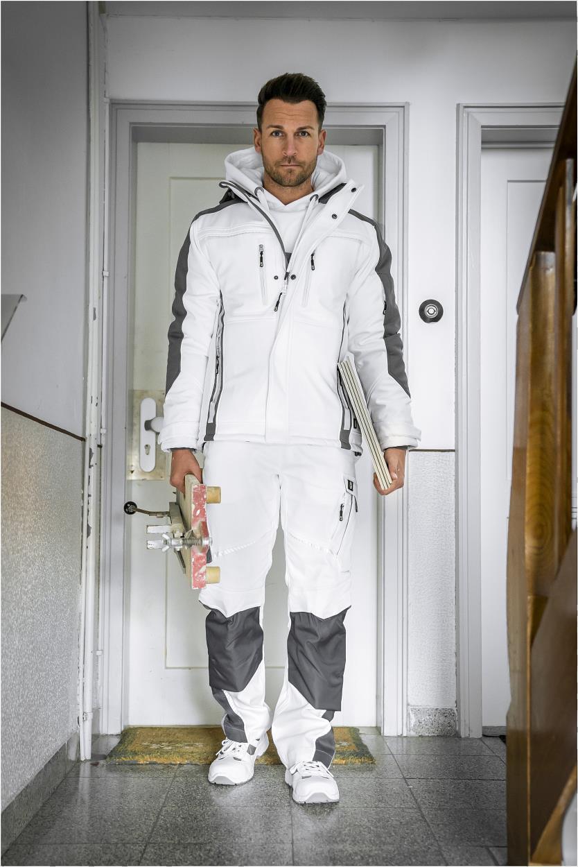 Latzhose Flex Line Weiß/Grau FLEXL, Gr. 98 von Leibwächter