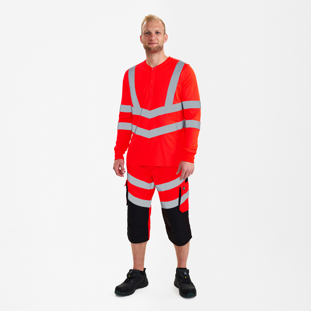 ENGEL Safety Grandad langarm-Shirt in Rot, Größe XS