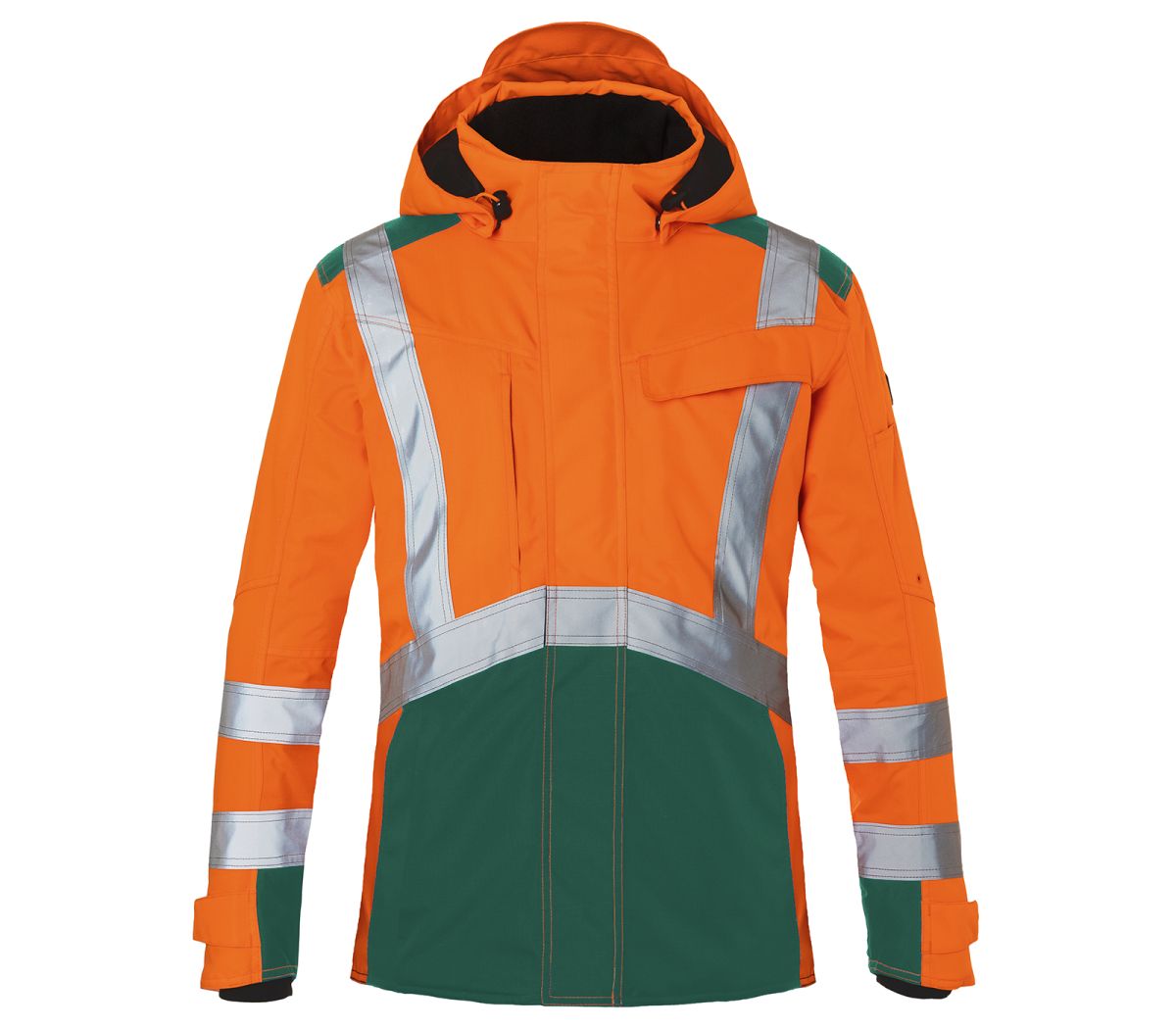 KÜBLER REFLECTIQ Wetterjacke PSA 2 in Warnorange / Moosgrün, Größe XL