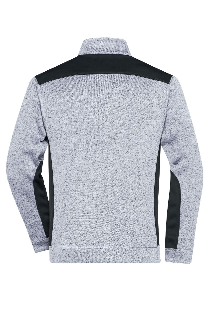 Men's Knitted Workwear Fleece Jacket - STRONG - "JN862" in White-Melange/Carbon, Größe 6XL - Daiber