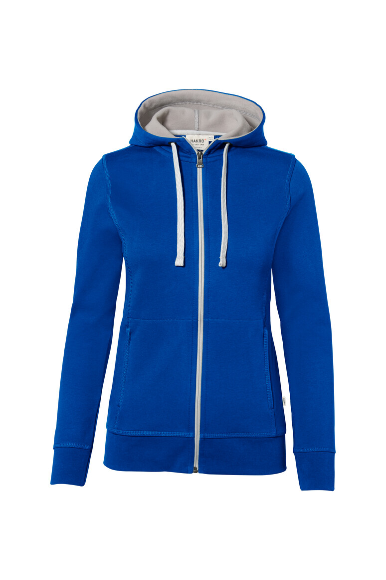 HAKRO 255 Damen Kapuzenjacke Bonded ECO in royalblau/silber, Größe 3XL