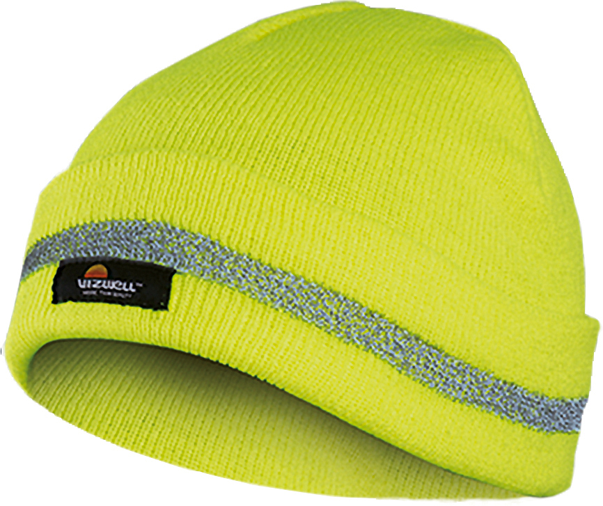 Warnschutz-Wintermütze in leuchtgelb mit Reflektorstreifen von Vizwell