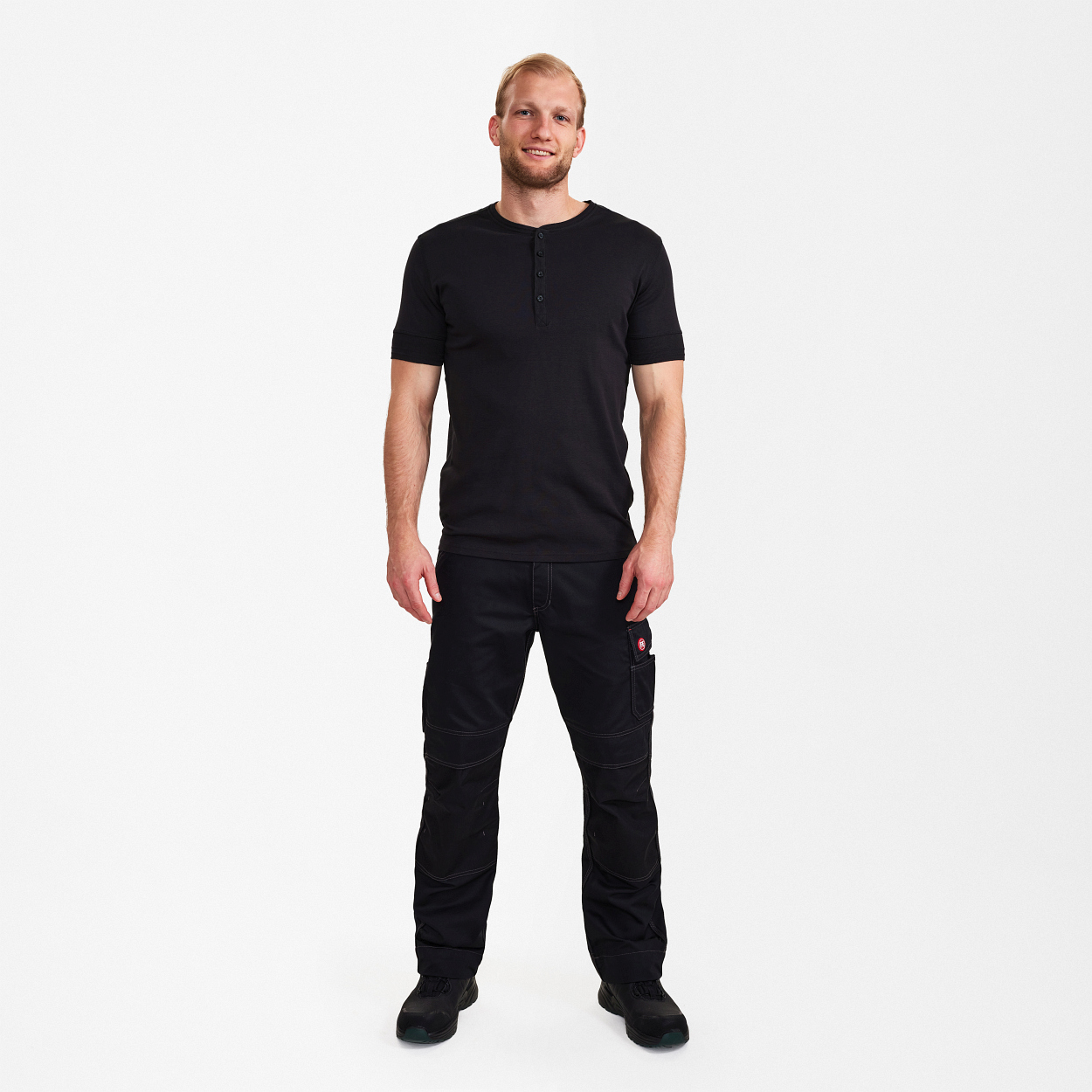 ENGEL Extend Grandad T-Shirt in Schwarz, Größe 2XL