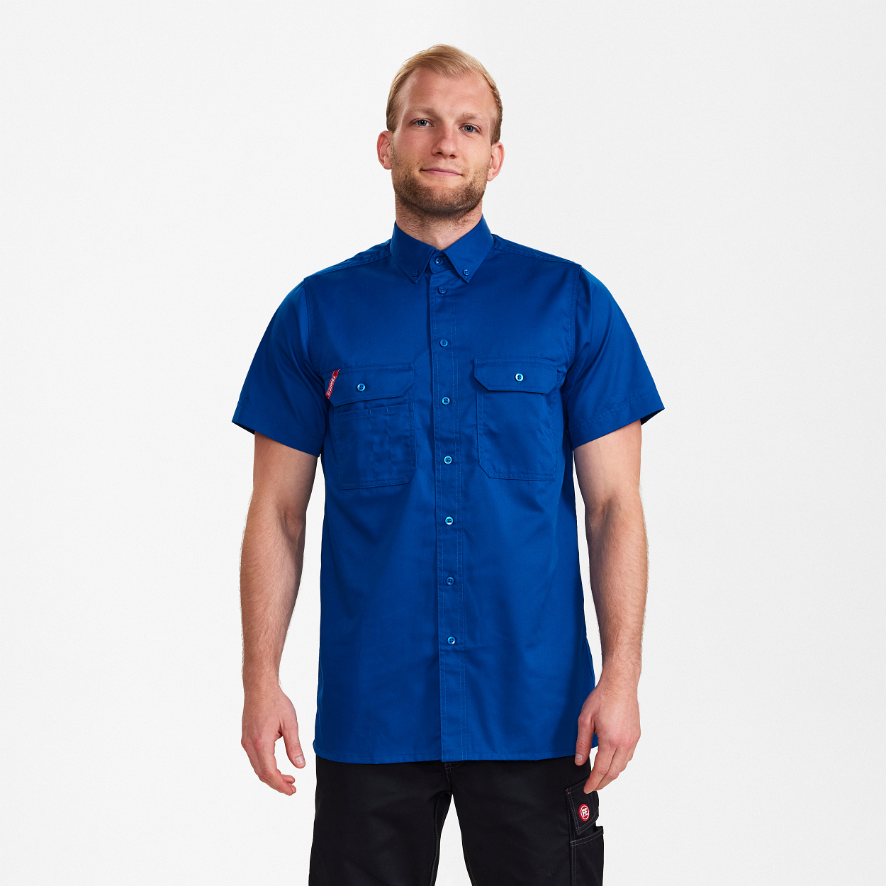 ENGEL Extend kurzärmliges Herrenhemd in Surfer Blue, Größe 49/50