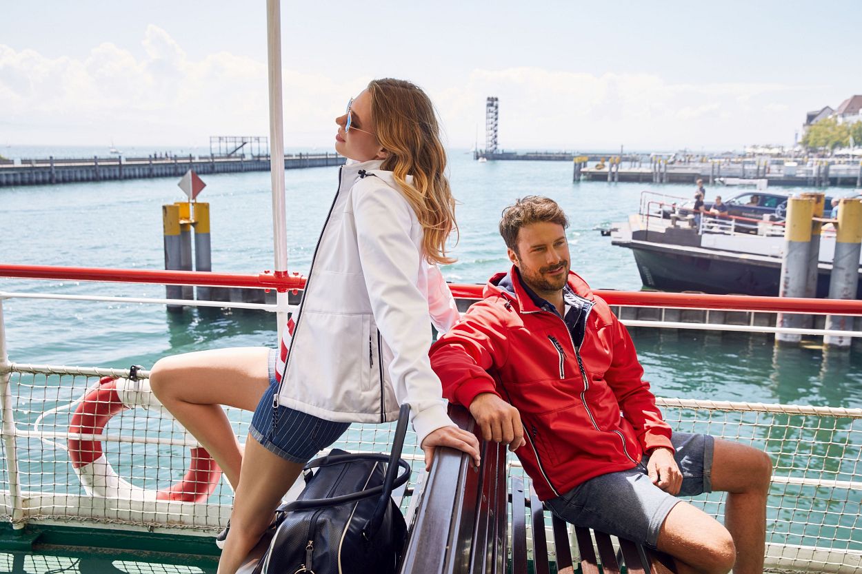 Ladies' Maritime Jacket "JN1077" in White/White/Navy, Größe 2XL - Daiber