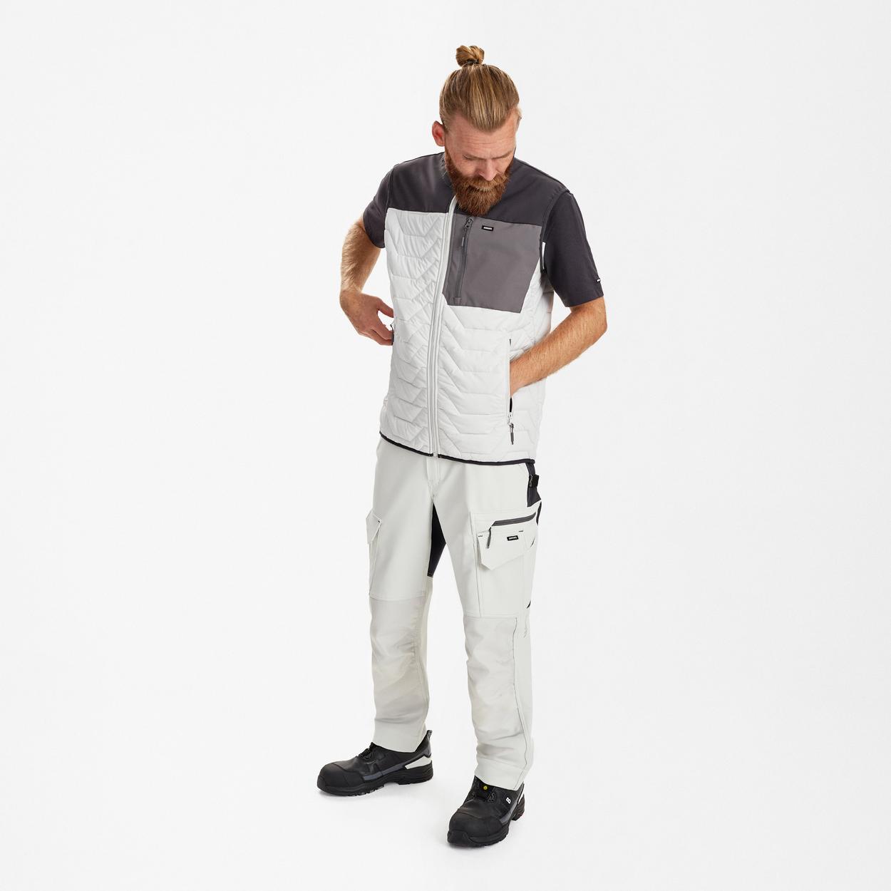 ENGEL Entire Steppweste in Bone White / Anthracite Grey, Größe XS