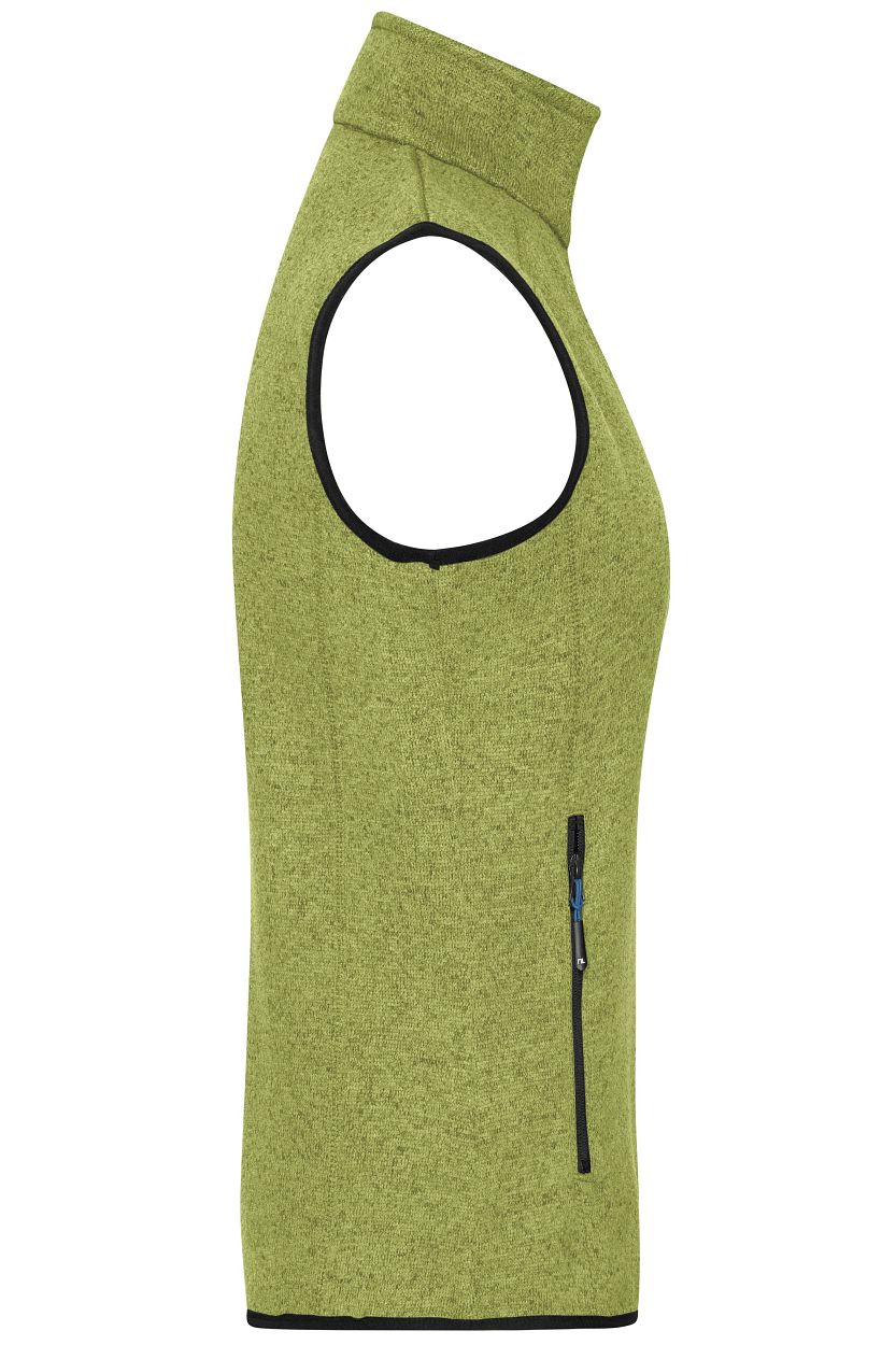 Men's Knitted Fleece Vest "JN774" in Kiwi-Melange/Royal, Größe 3XL - Daiber