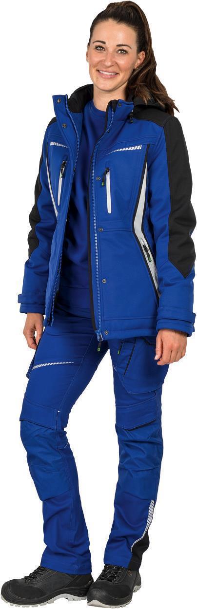 Damen Winter-Softshelljacke Kornblau/Schwarz FLXDI, Gr. 52 von Leibwächter
