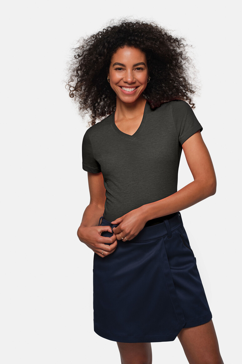 HAKRO 181 Damen V-Shirt MIKRALINAR® in Anthrazit meliert, Größe 6XL