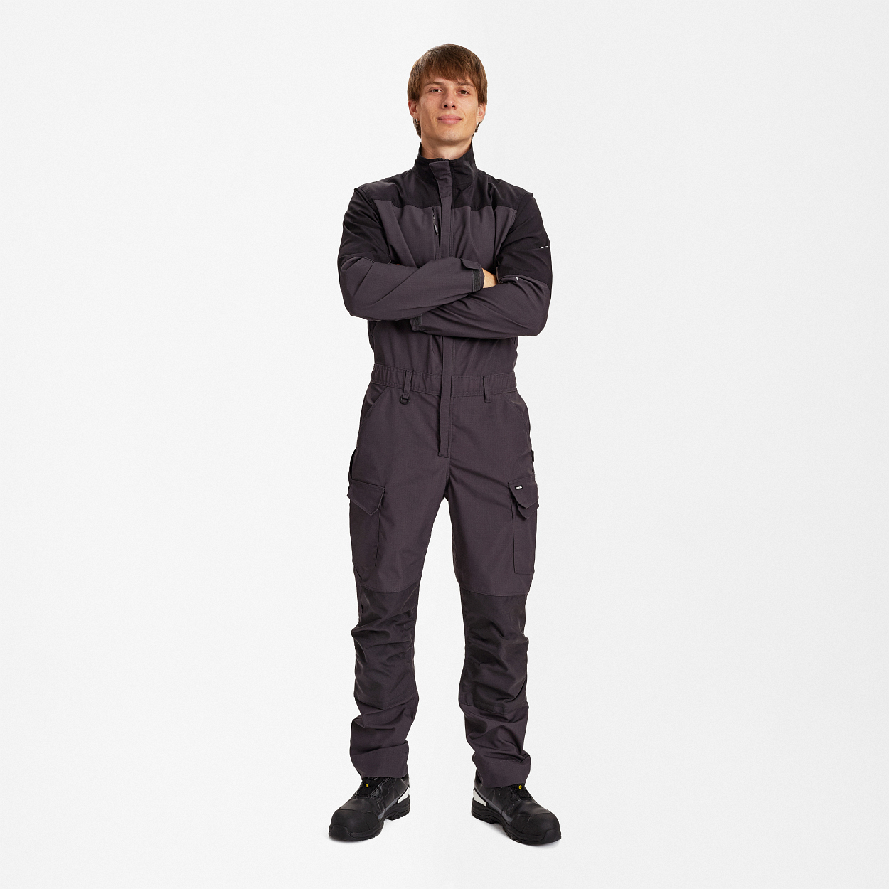 ENGEL Entire Overall mit Stretch in Anthrazitgrau/Schwarz, Größe XS