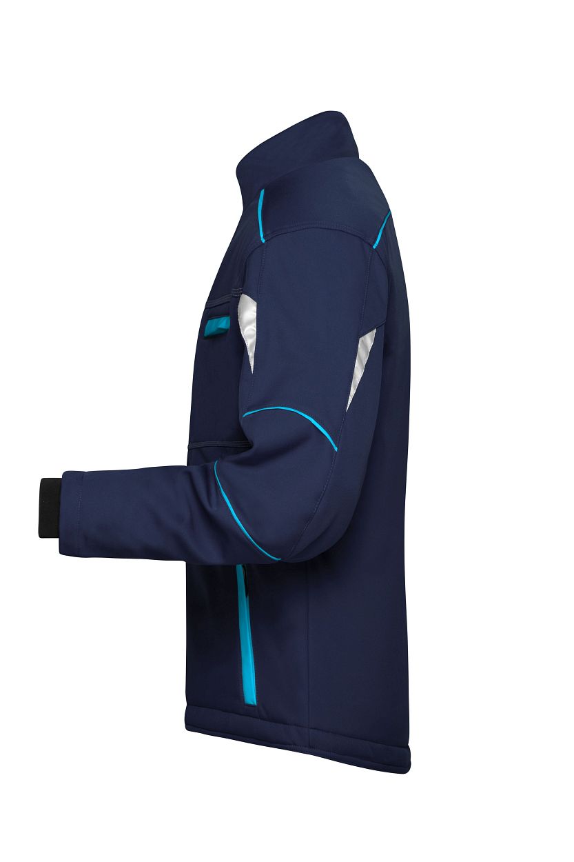 Workwear Softshell Padded Jacket - COLOR - "JN853" in Navy/Turquoise, Größe 6XL - Daiber
