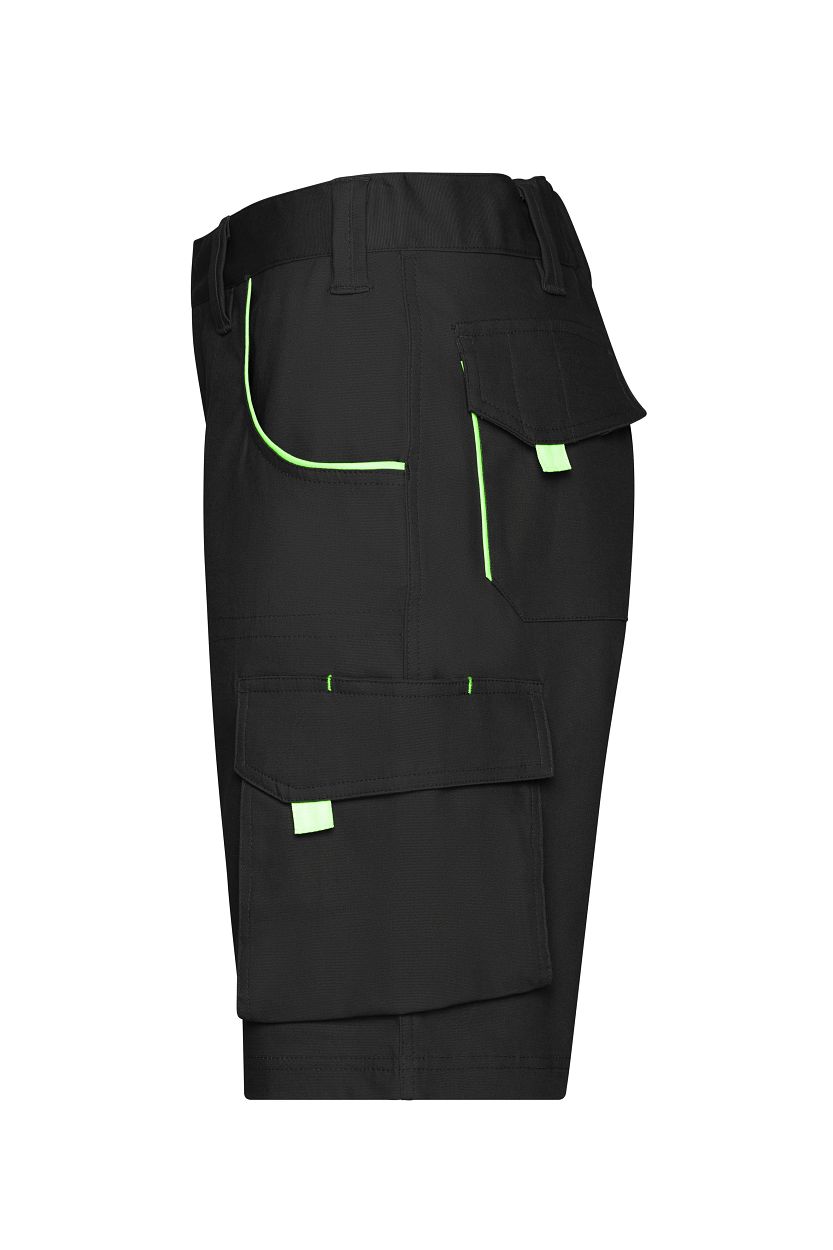 Workwear Bermudas - COLOR - "JN872" in Black/Lime-Green, Größe 62 - Daiber