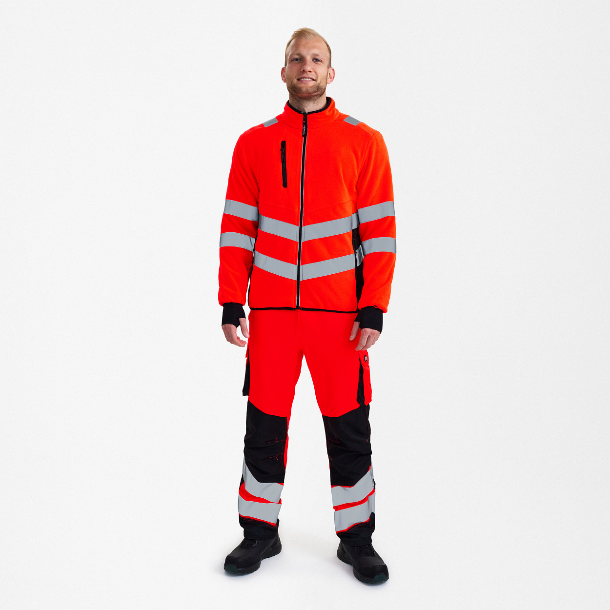 ENGEL Safety Fleecejacke in Rot/Schwarz, Größe XS