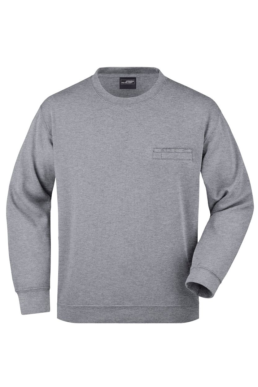 Men's Round Sweat Pocket "JN924" in Grey-Heather, Größe 3XL - Daiber