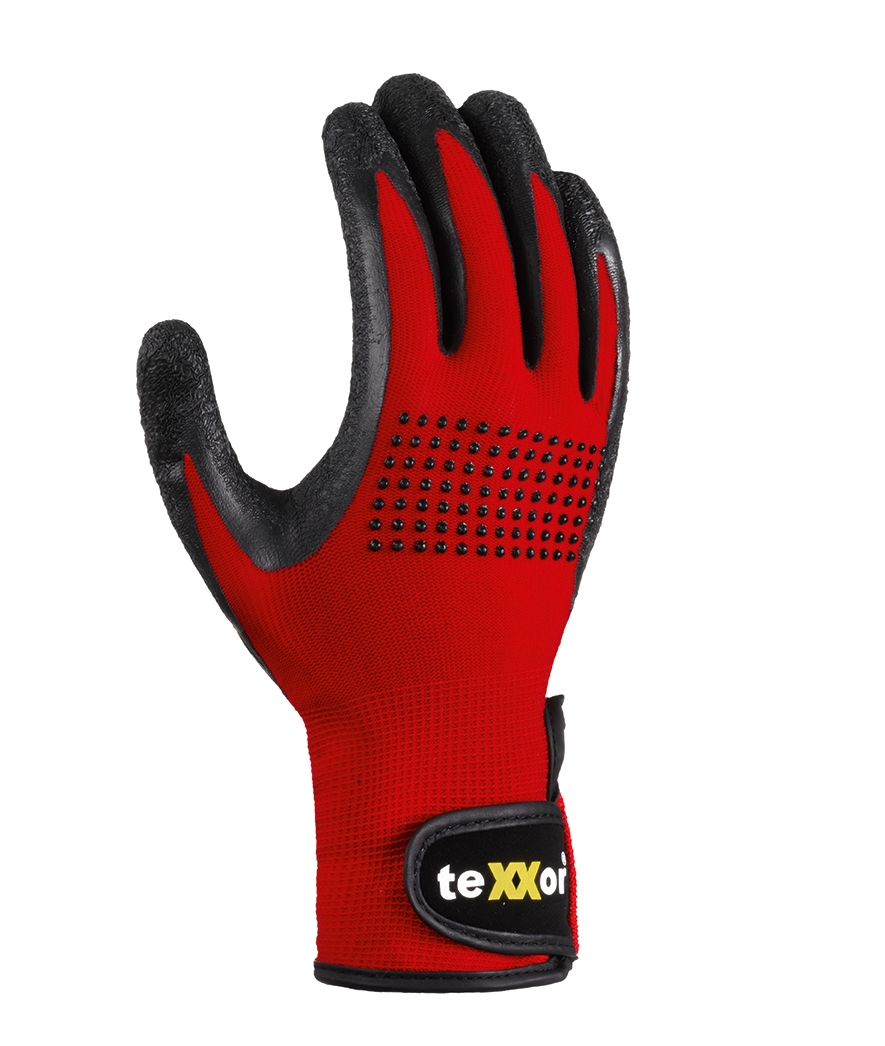 teXXor® Nylon-Montagehandschuhe LATEX BESCHICHTET in Rot, Größe 10