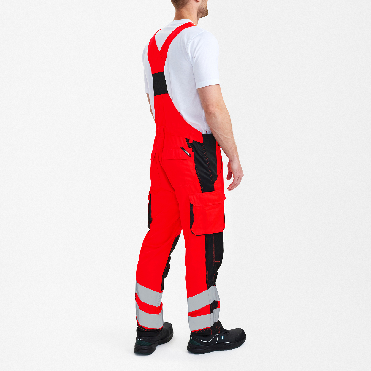ENGEL Safety Light Latzhose in Rot/Schwarz, Größe 106