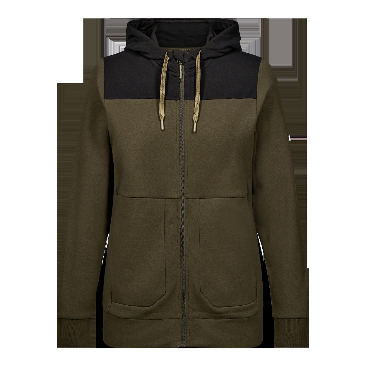 ENGEL Entire Damen Sweatcardigan mit Kapuze in Forest Green/Schwarz, Größe XS