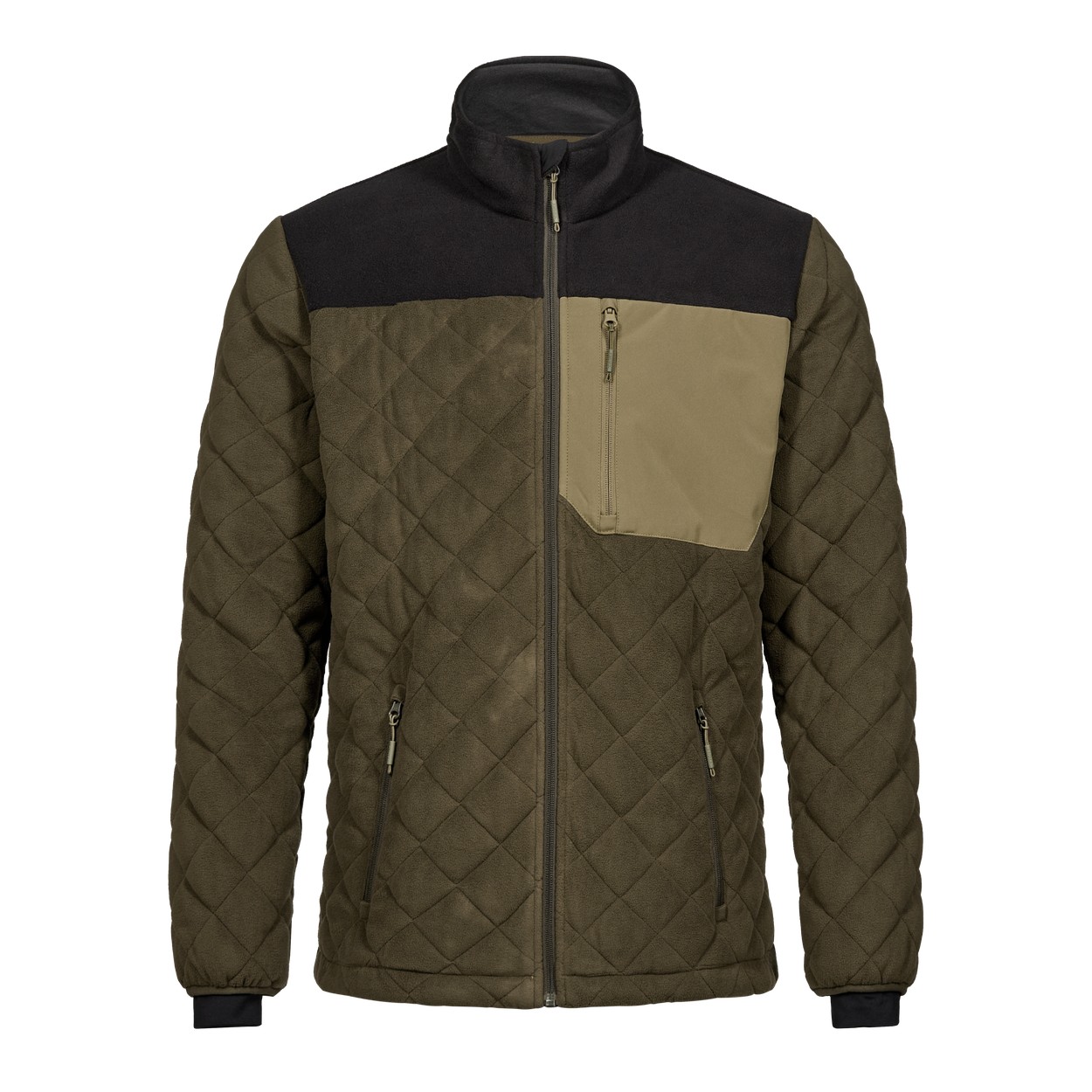 ENGEL Entire Gestepptes-Fleecejacke in Forest Green/Schwarz, Größe XS