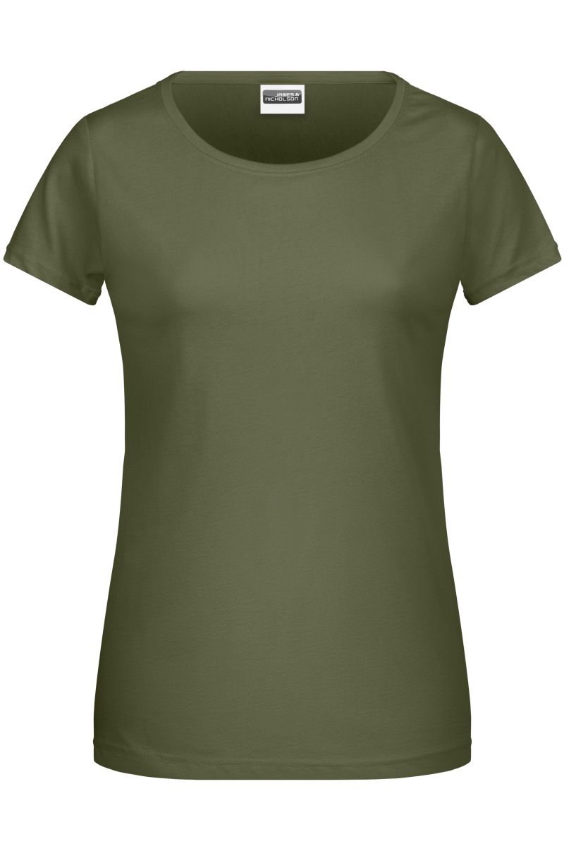 8007 Damen Basic T-Shirt in Olive, Größe 2XL von James & Nicholson