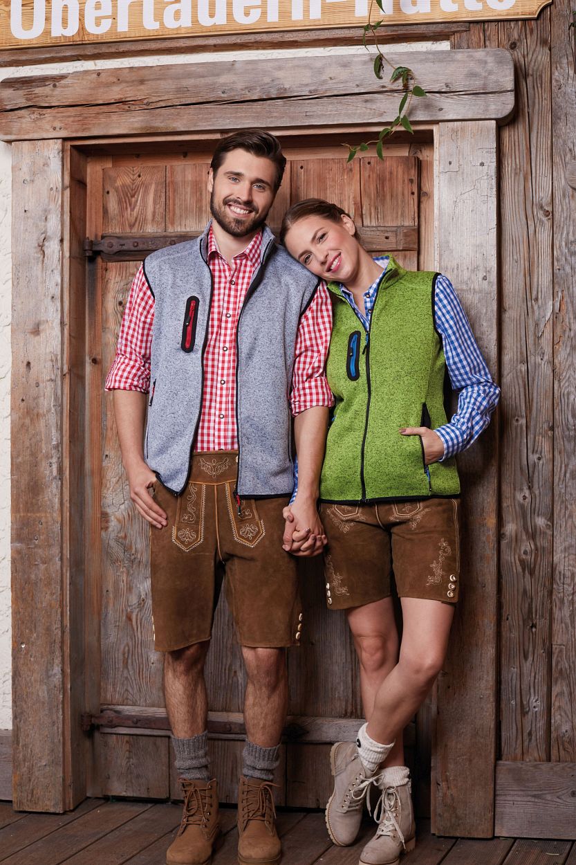 Men's Knitted Fleece Vest "JN774" in Royal-Melange/Red, Größe 3XL - Daiber