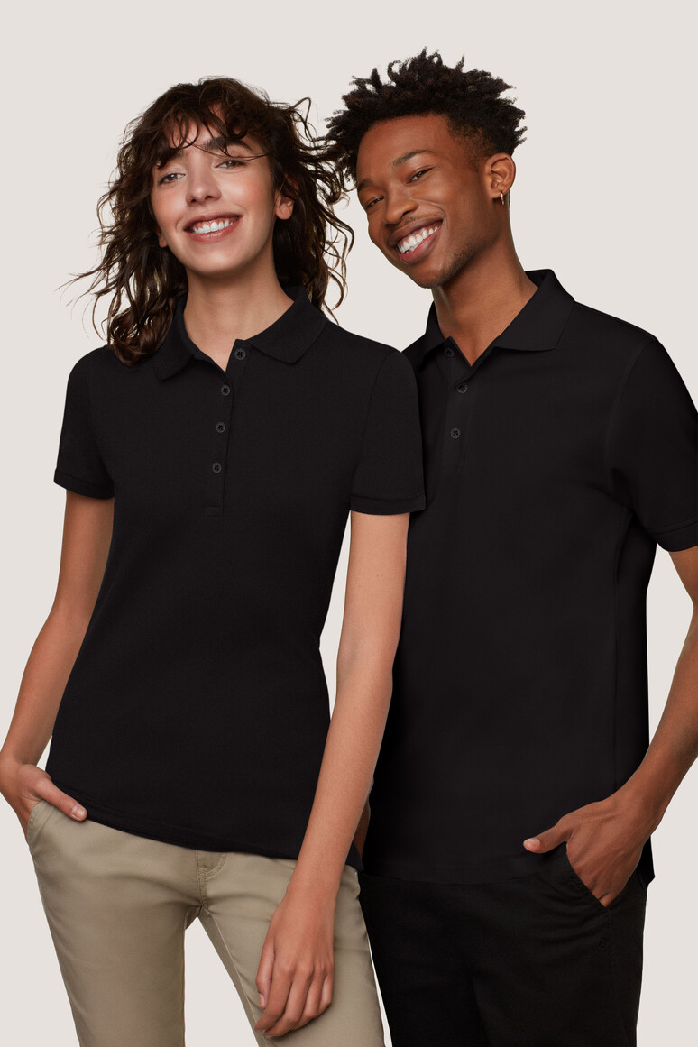 HAKRO 301 Damen Poloshirt Bio-Baumwolle GOTS in schwarz, Größe L