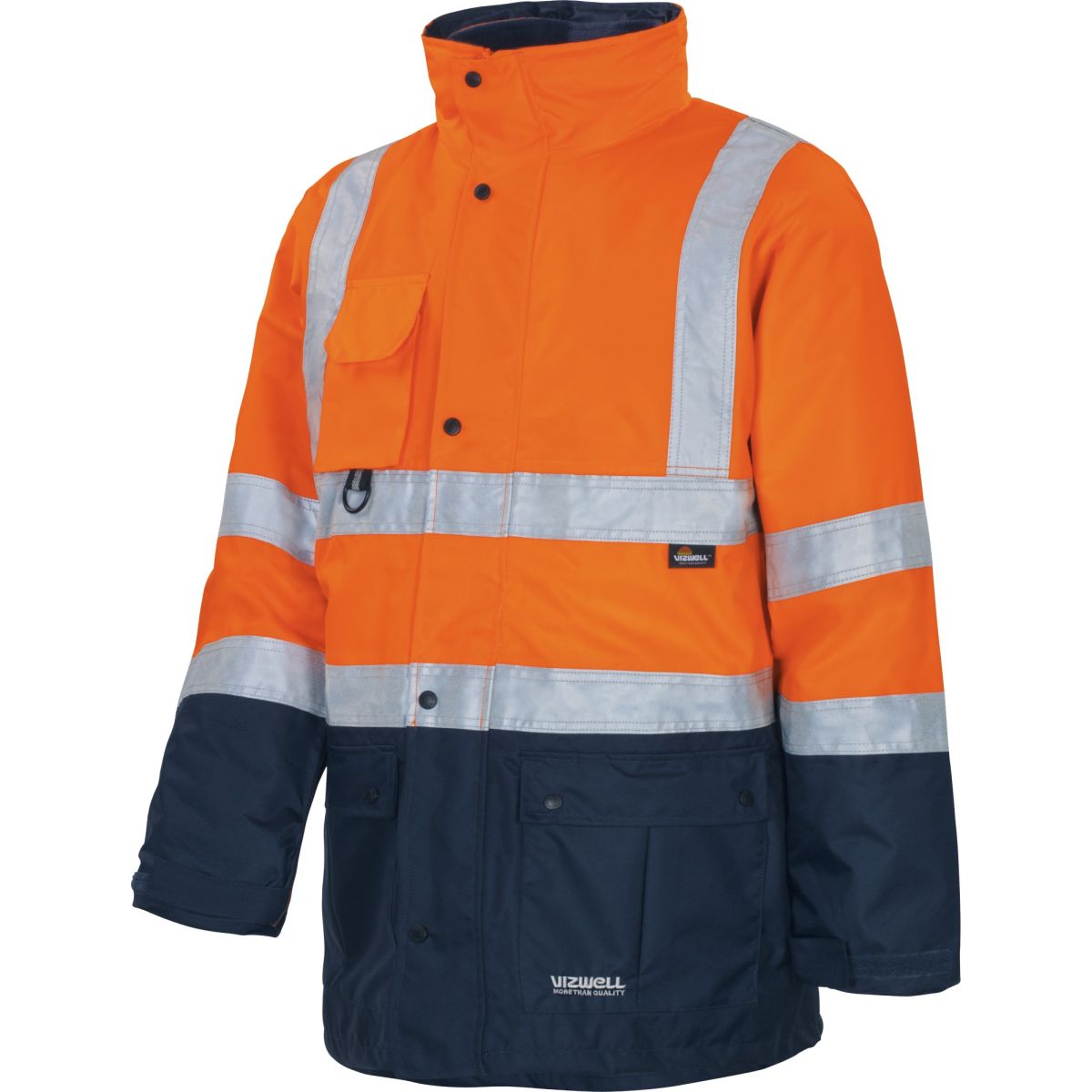 Regen- Warnschutz-Kontrast-Parka leuchtorange-marine von Vizwell