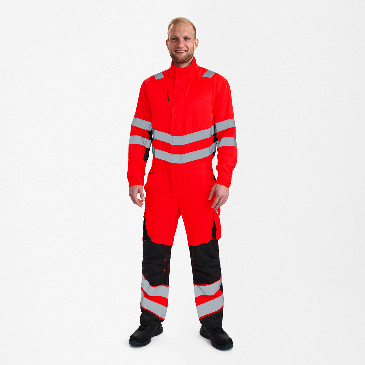 ENGEL Safety Light Overall in Rot/Schwarz, Größe XS