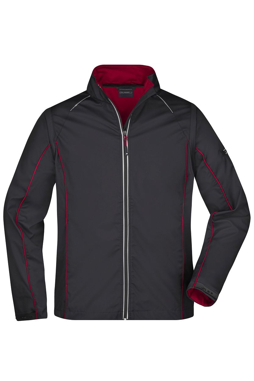Men's Zip-Off Softshell Jacket "JN1122" in Black/Red, Größe 3XL - Daiber
