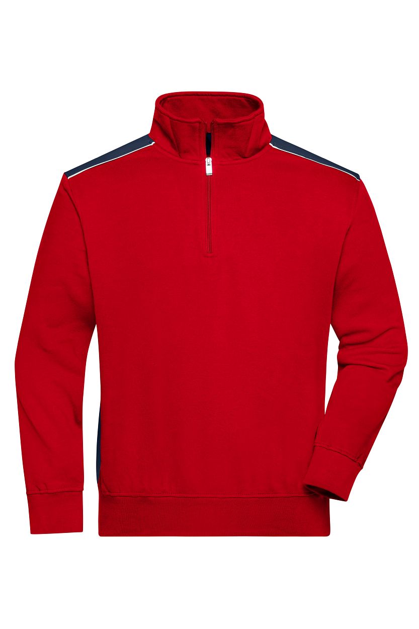 Workwear Half-Zip Sweat - COLOR - "JN868" in Red/Navy, Größe 6XL - Daiber