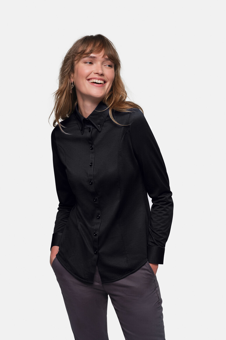 HAKRO 129 Bluse Natural Stretch in Schwarz, Größe L HAKRO 129 Bluse Natural Stretch in Schwarz, Größe L