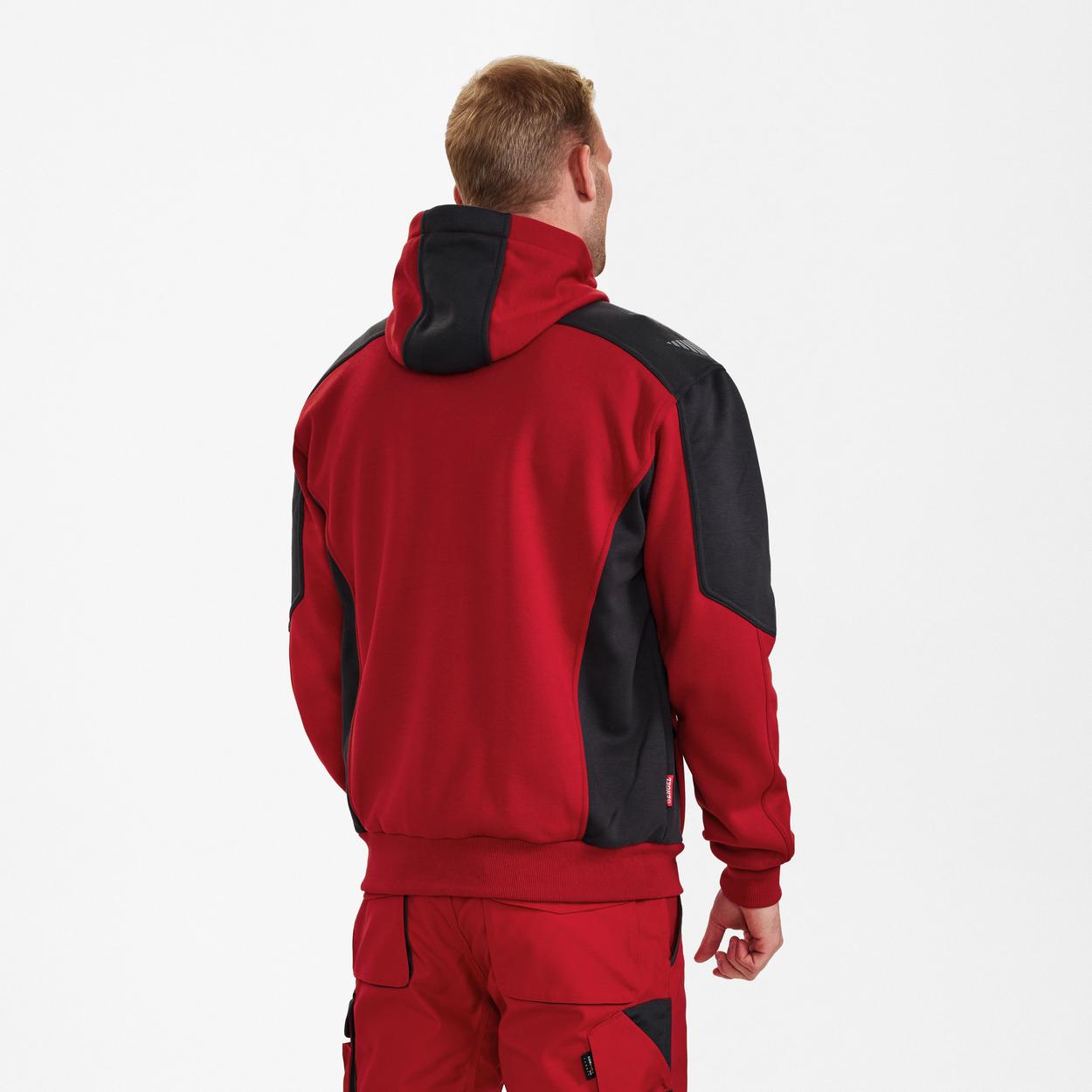 ENGEL Galaxy Sweatcardigan mit Kapuze in Tomato Red/Anthrazit Grau, Größe XS