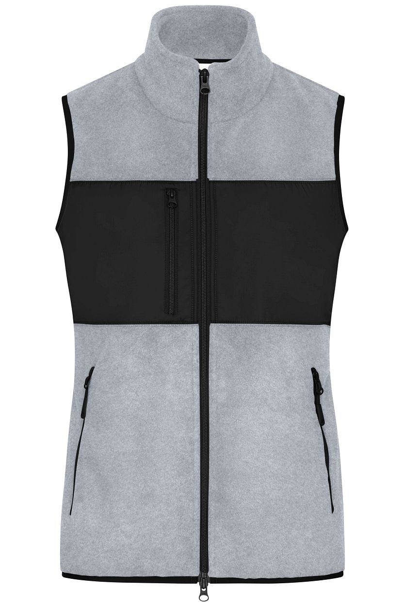 Ladies' Fleece Vest GRS "JN1309" in Light-Melange/Black, Größe 2XL - Daiber