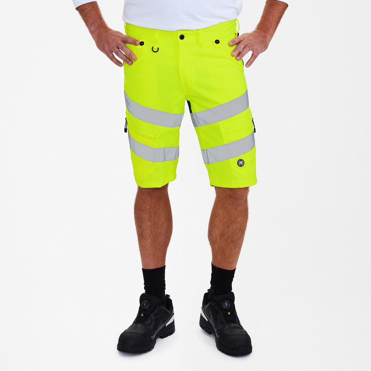 ENGEL Safety Arbeitsshorts mit 2-Wege-Stretch in Gelb/Grün, Größe 54