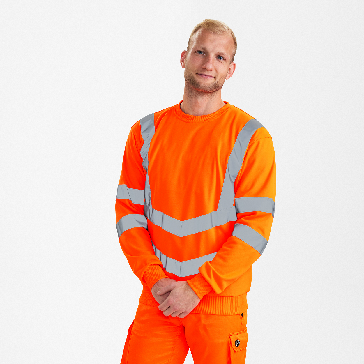 ENGEL Safety Sweatshirt in Hi-vis Orange, Größe XS