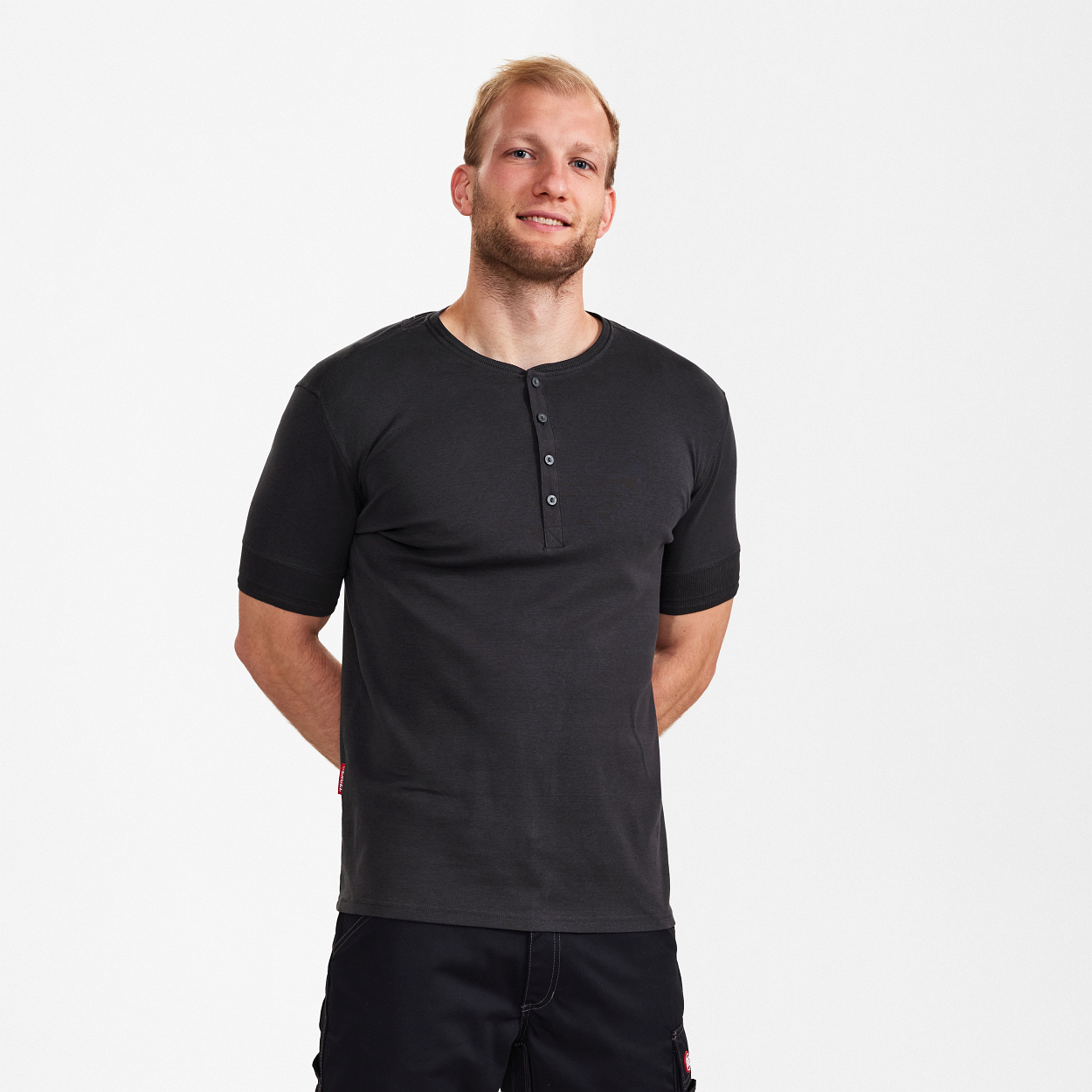 ENGEL Extend Grandad T-Shirt in Anthrazit Grau, Größe XS