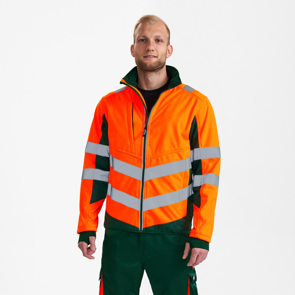 ENGEL Safety Softshelljacke in Orange/Grün, Größe XS