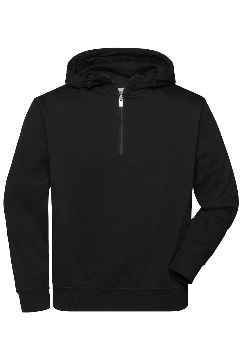 ORGANIC Workwear Half-Zip Hoody OCS Blended "JN839" in Black, Größe 6XL - Daiber