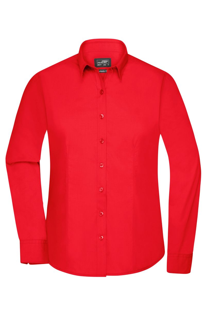 JN677 Damen Shirt Longsleeve Poplin in Tomato, Größe XS von James & Nicholson