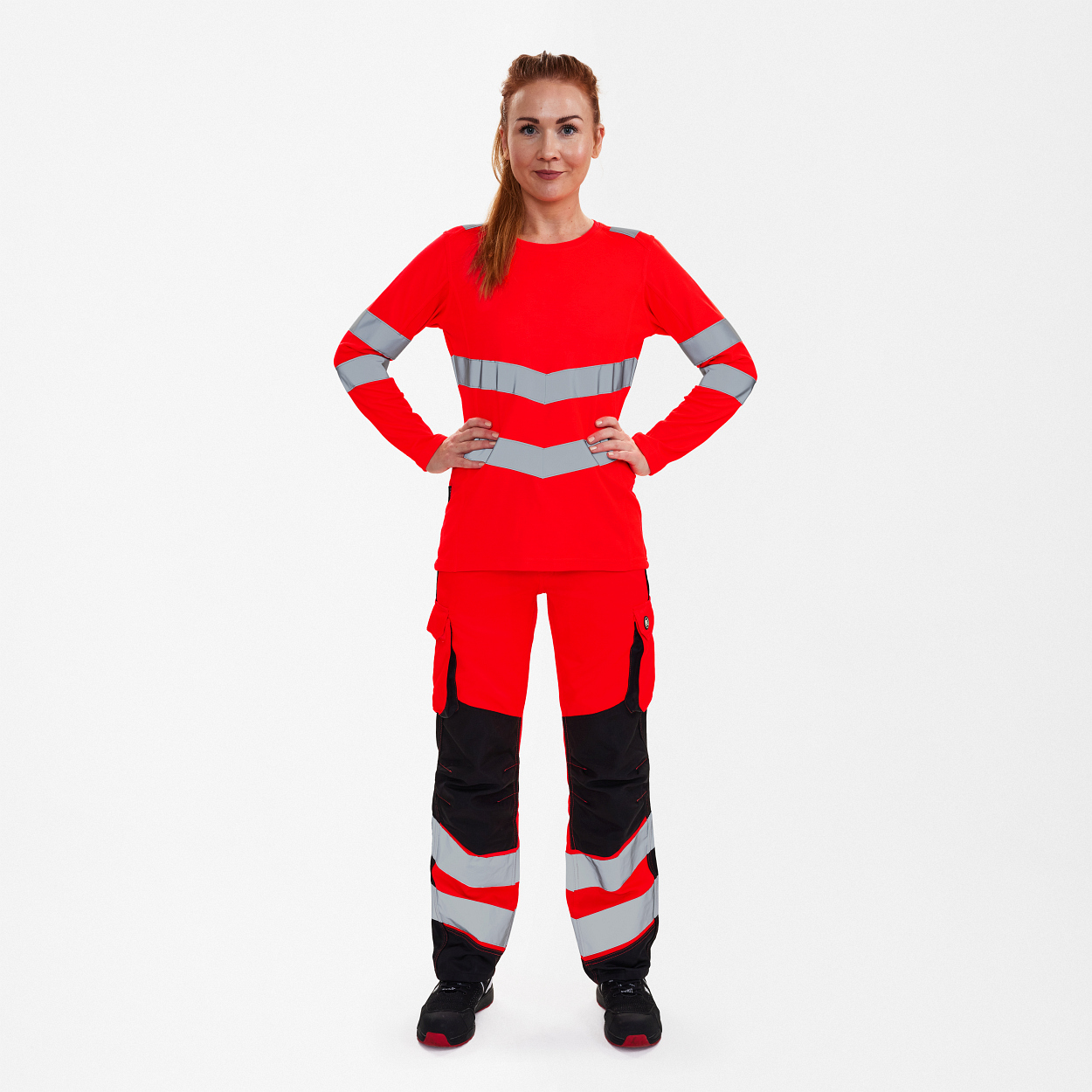 ENGEL Safety Damen langarm-Shirt in Rot, Größe XS