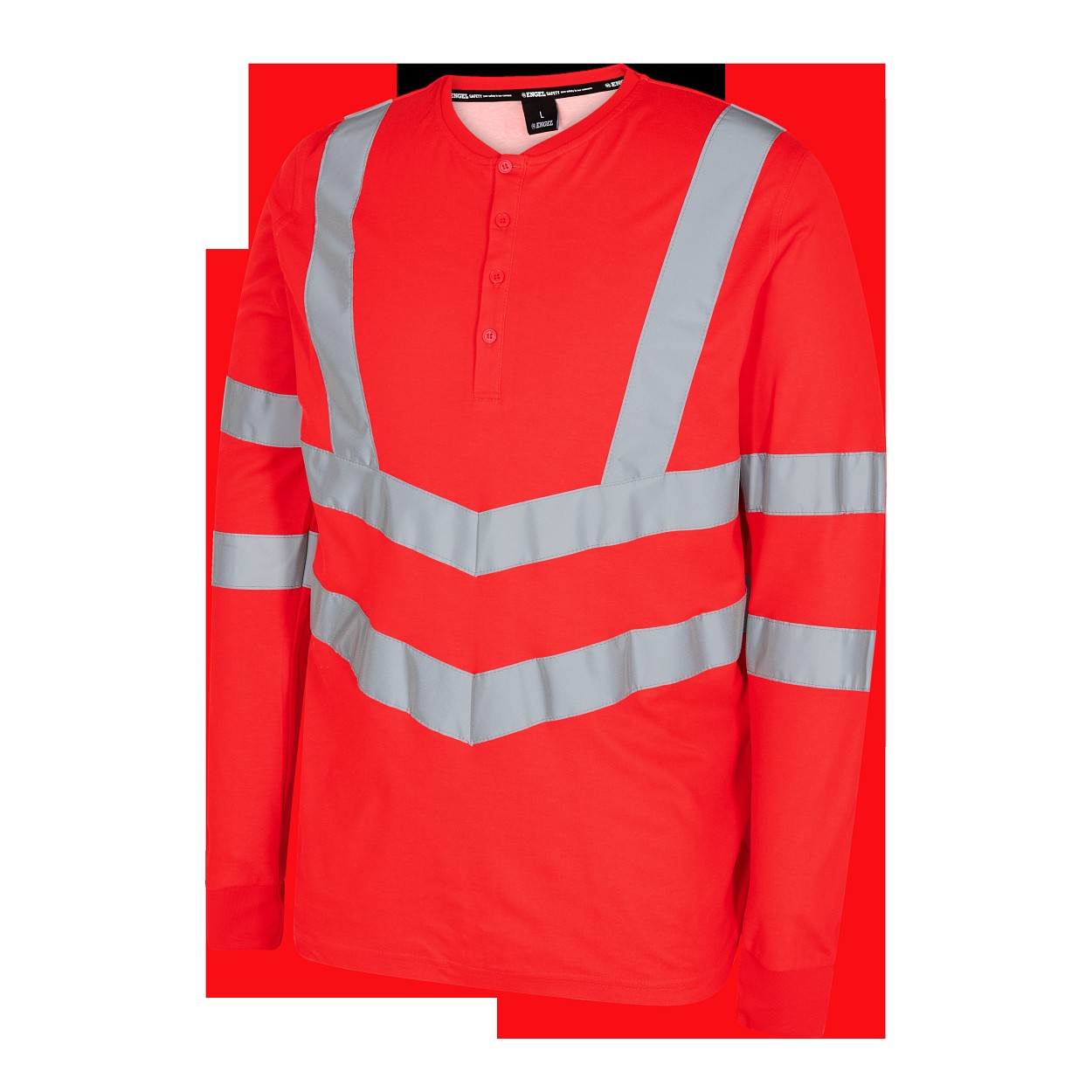 ENGEL Safety Grandad langarm-Shirt in Rot, Größe XS