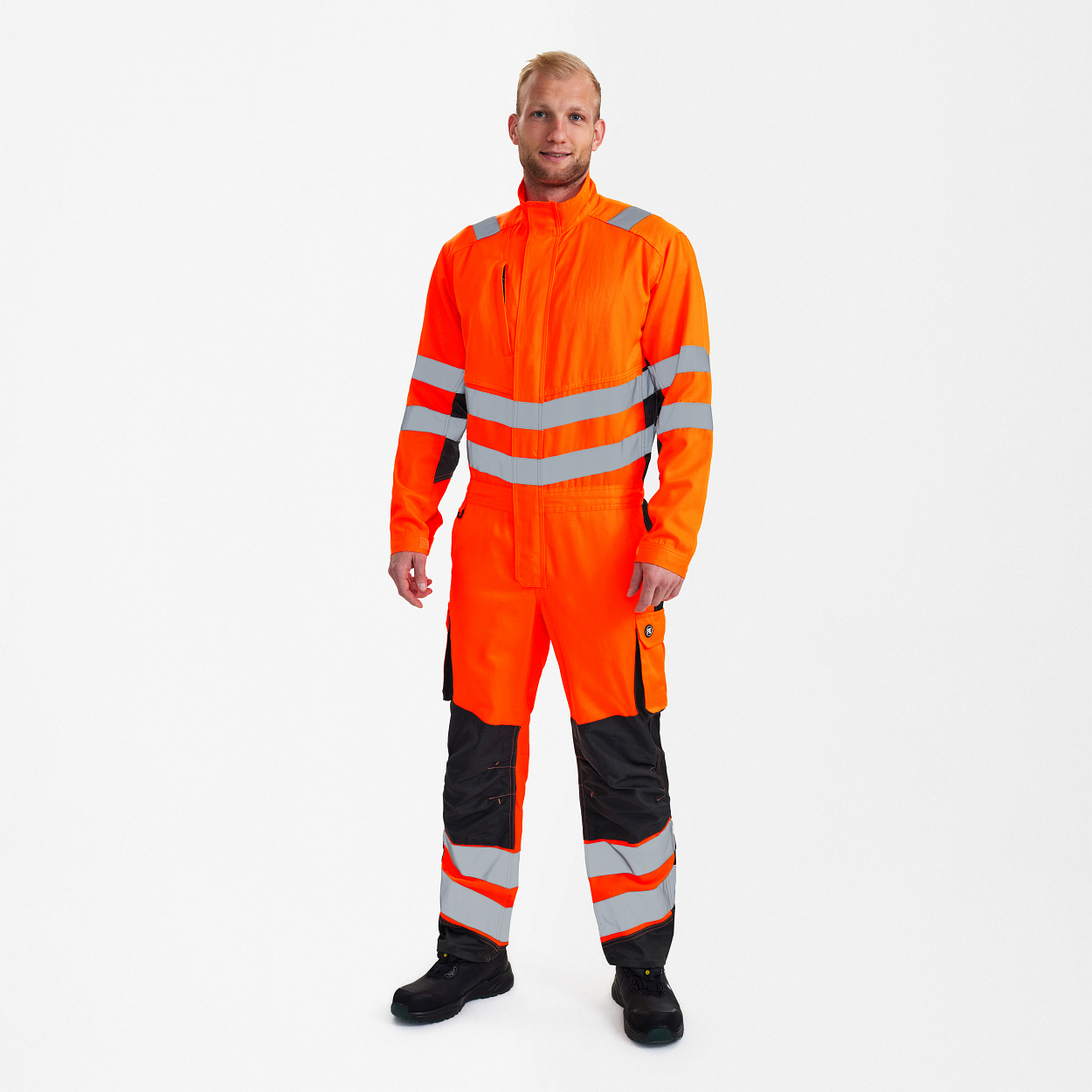 ENGEL Safety Light Overall in Orange/Anthrazit Grau, Größe XS