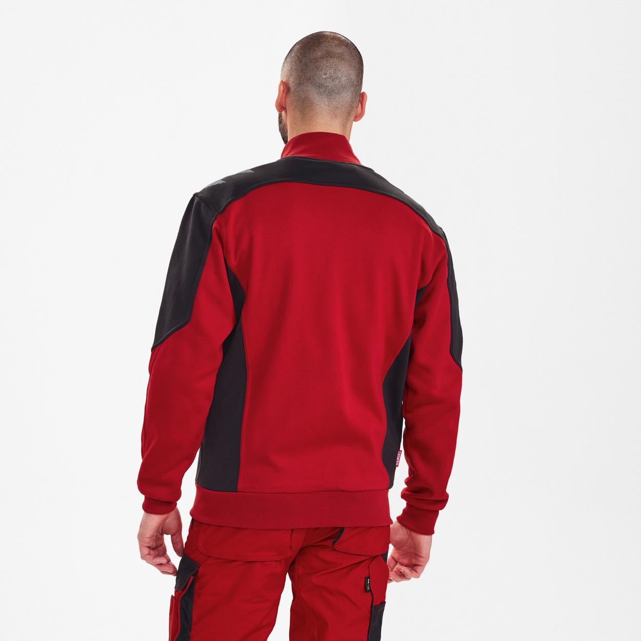 ENGEL Galaxy Sweatcardigan mit Kragen in Tomato Red/Anthrazit Grau, Größe XS