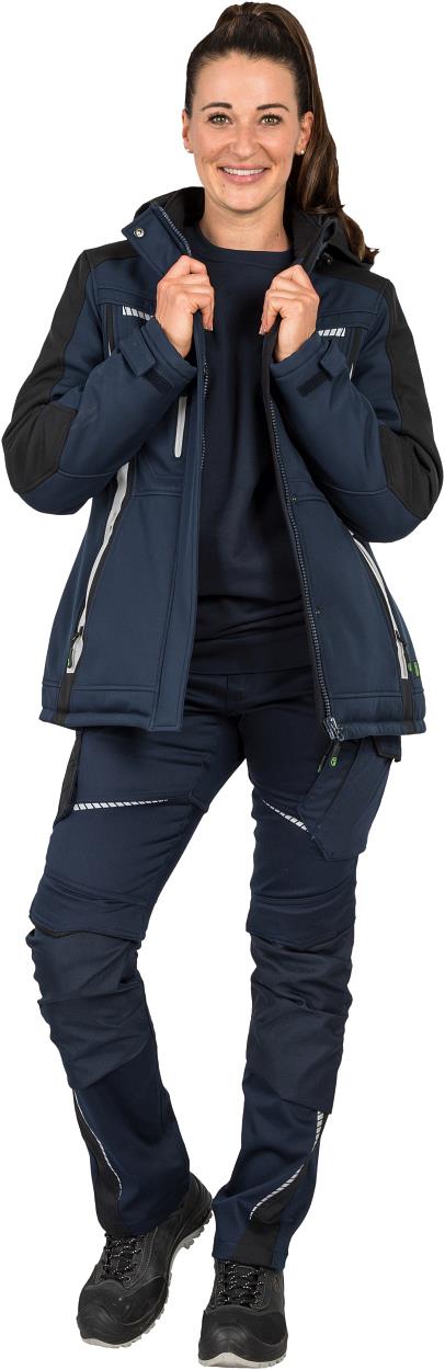 Damen Winter-Softshelljacke Marine/Schwarz FLXDI, Gr. 52 von Leibwächter
