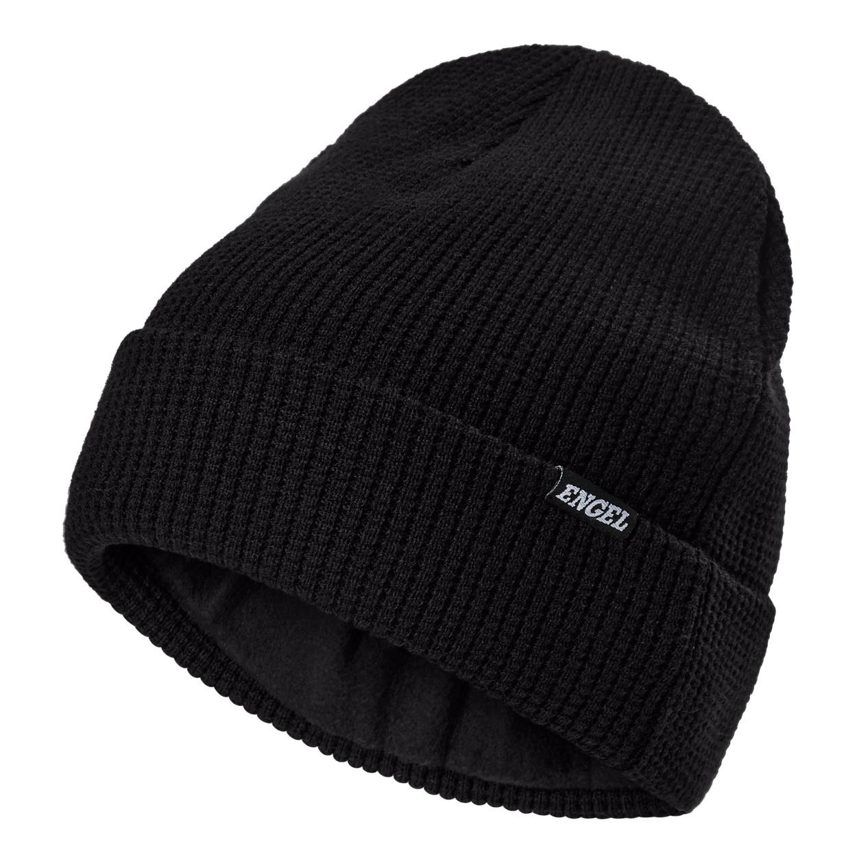ENGEL Strickmütze 9093-18 mit Perlmuster-Effekt in Schwarz, Größe One size