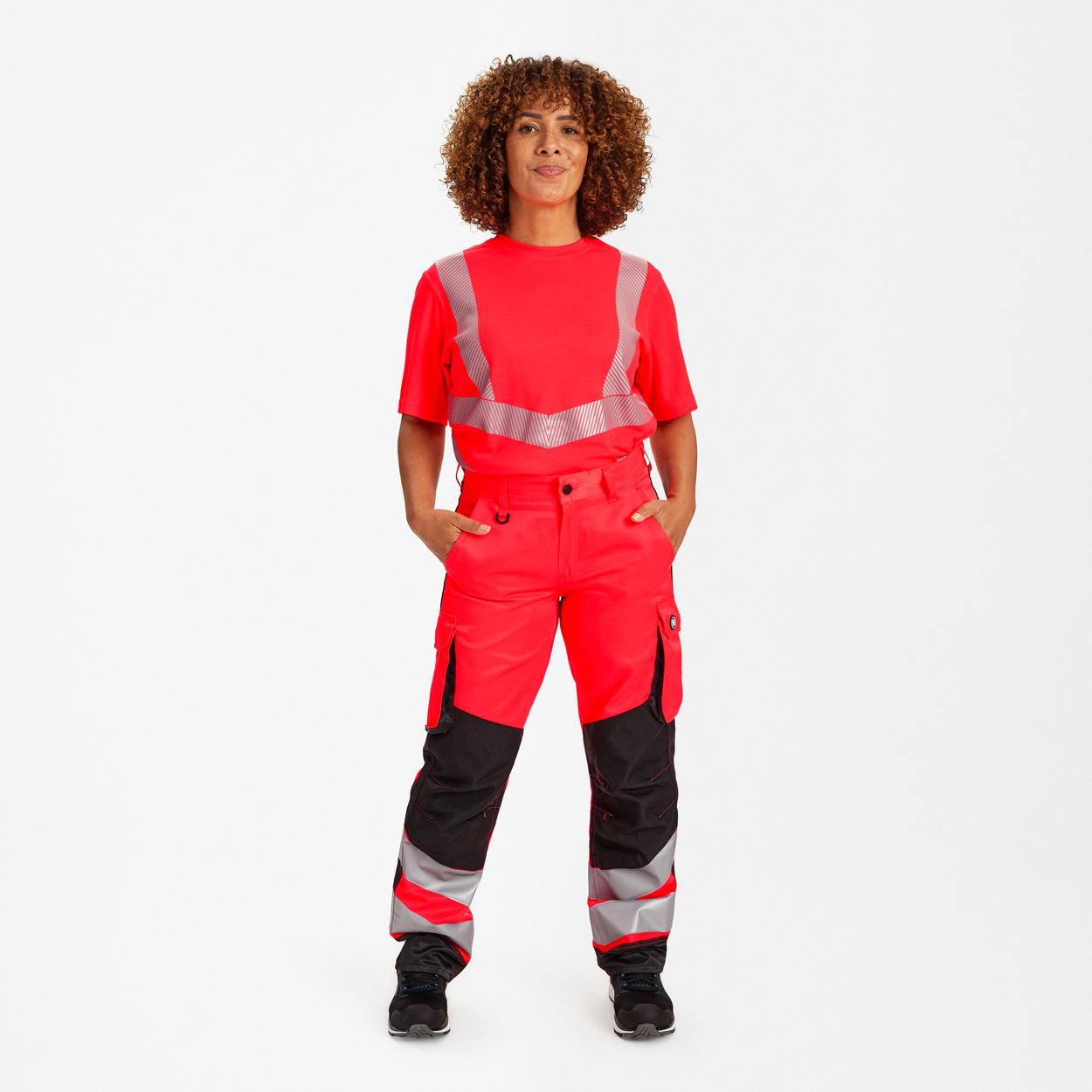 ENGEL Safety Light Damen Arbeitshose in Rot/Schwarz, Größe 48