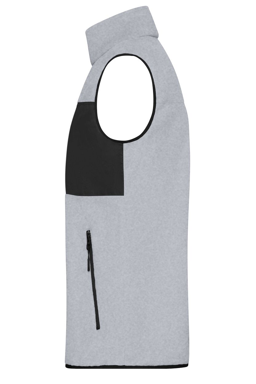 Men's Fleece Vest GRS "JN1310" in Light-Melange/Black, Größe 3XL - Daiber