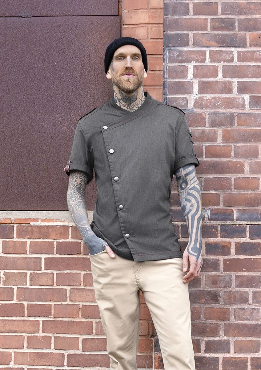 Kurzarm Kochjacke Denim-Style ROCK CHEF®-Stage2 Größe 66 in Vintage black von Karlowsky