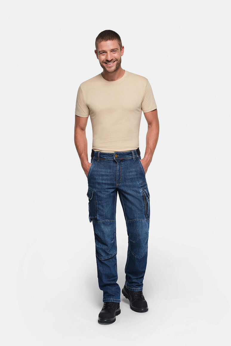 HAKRO 734S Worker Jeanshose Dyneema® X Stretch ECO "kurz" in indigo, Größe 6XL